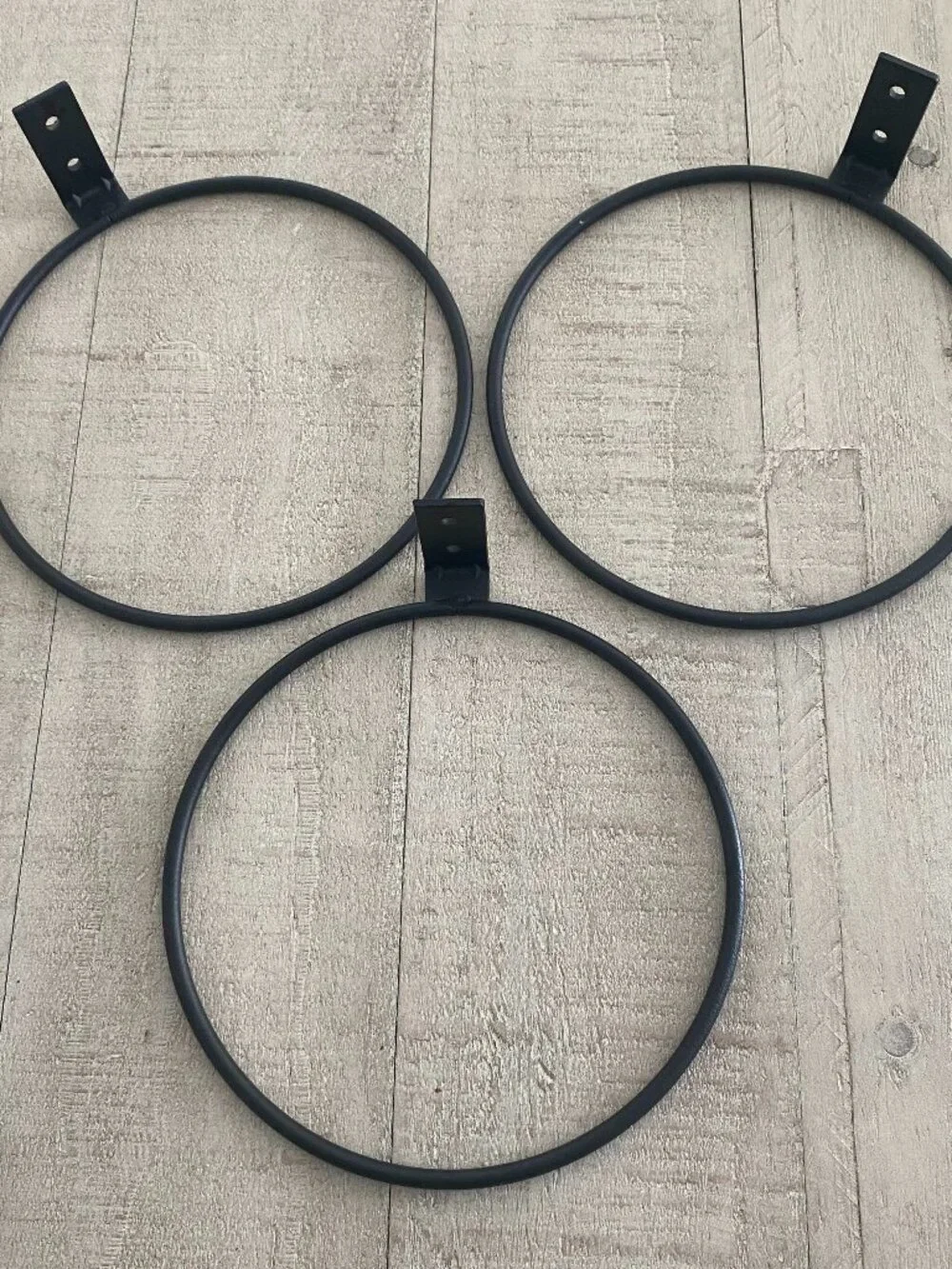 NEW! Set of 3 Black Metal Wall-Mounted Flower Pot Holder Rings